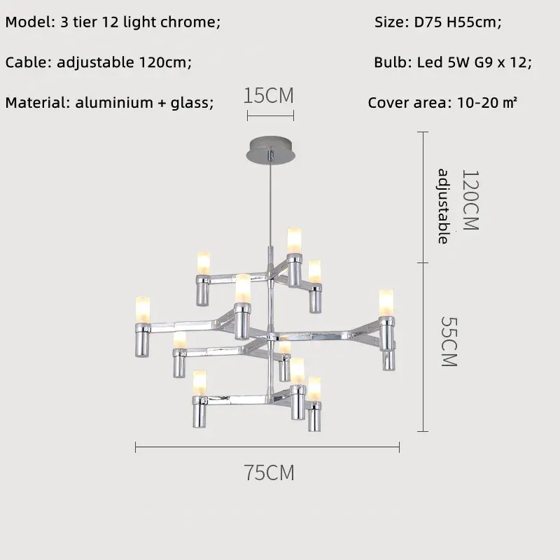 luz neutra 4200K cromo 3 niveles 12 lig