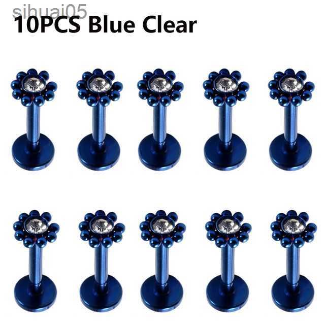 10pcs Blue Flower-1.2x8mm