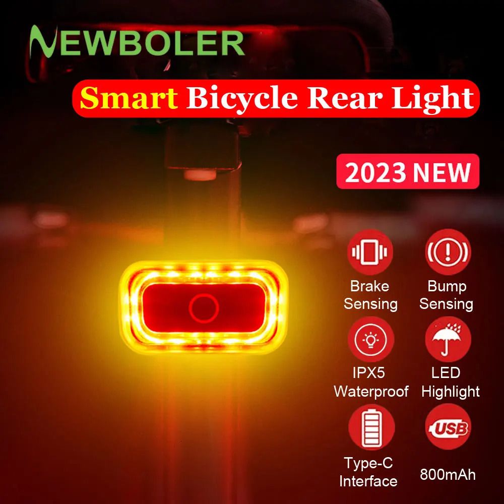  NEWBOLER Luz trasera inteligente para bicicleta, luces