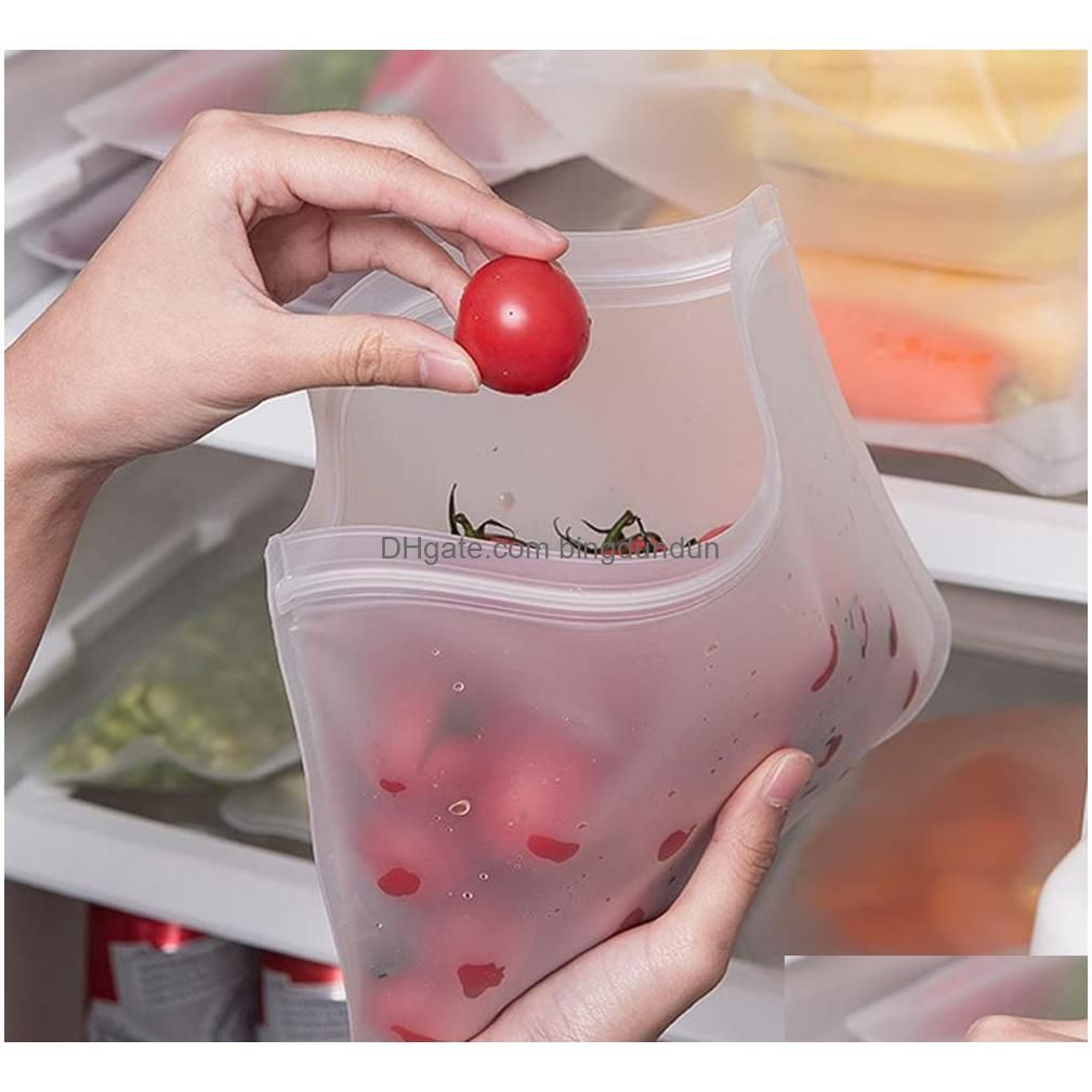 Silicone Food Storage Bag Reusable Stand up Zip Shut Bag 