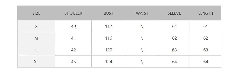 Jacket Size Chart