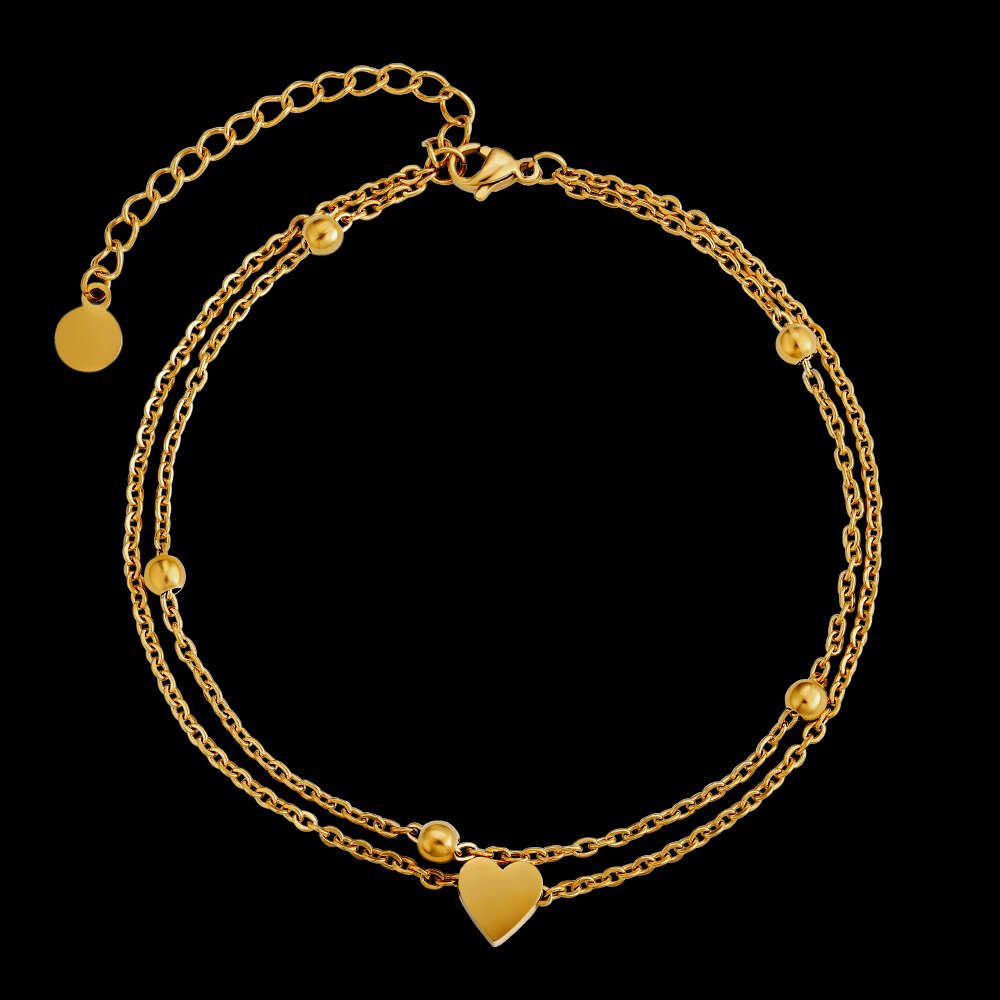 1)1.7mm Double Cable anklets with Heart