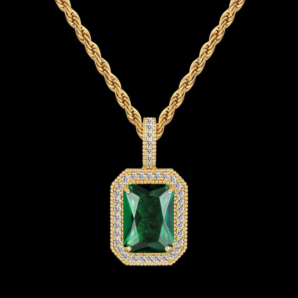 Pendentif en or 14 carats avec pierre précieuse émeraude verte