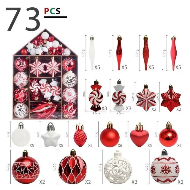 73pcs Red-6cm And 3cm