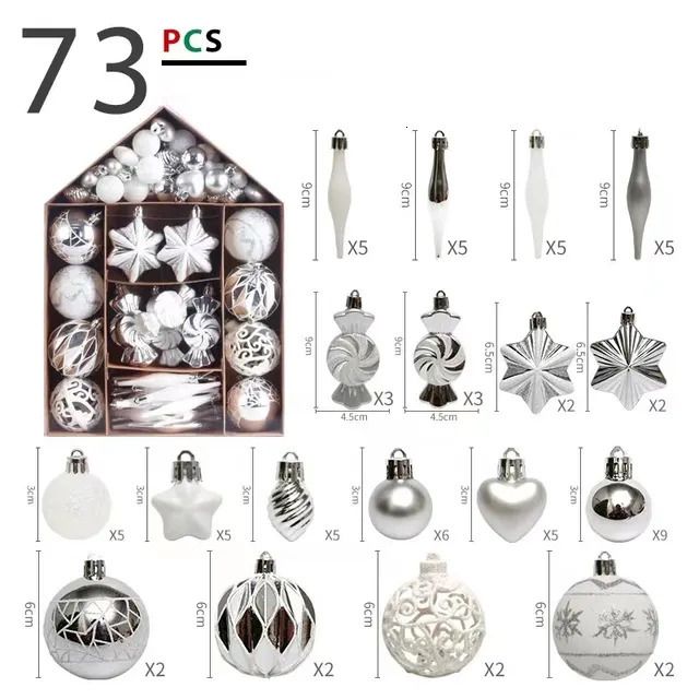 73pcs Silvery-6cm And 3cm