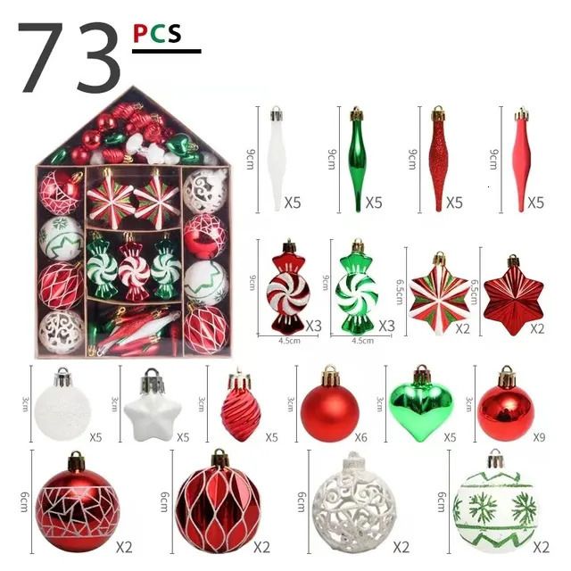 73pcs Red Green-6cm And 3cm