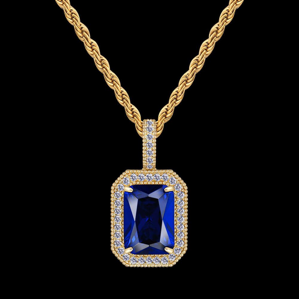 Pendentif en or 14 carats avec pierre précieuse saphir bleu