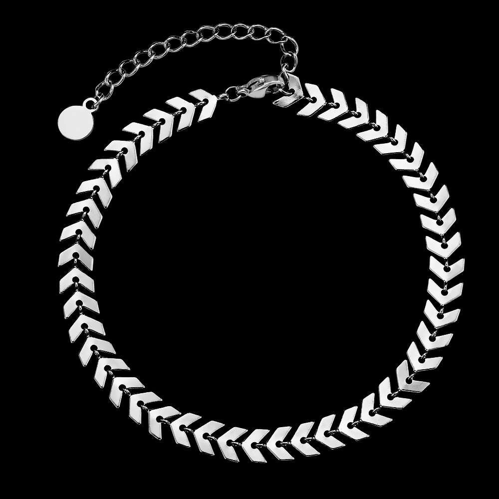 6mm Fishbone Anklet Silver