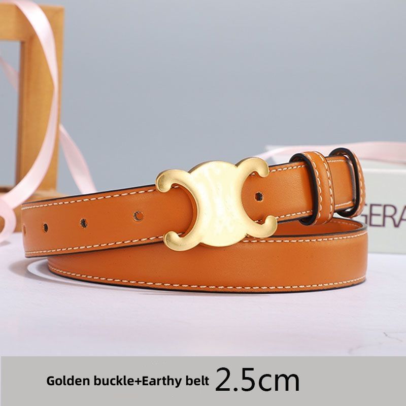 Golden buckle+Khaki belt