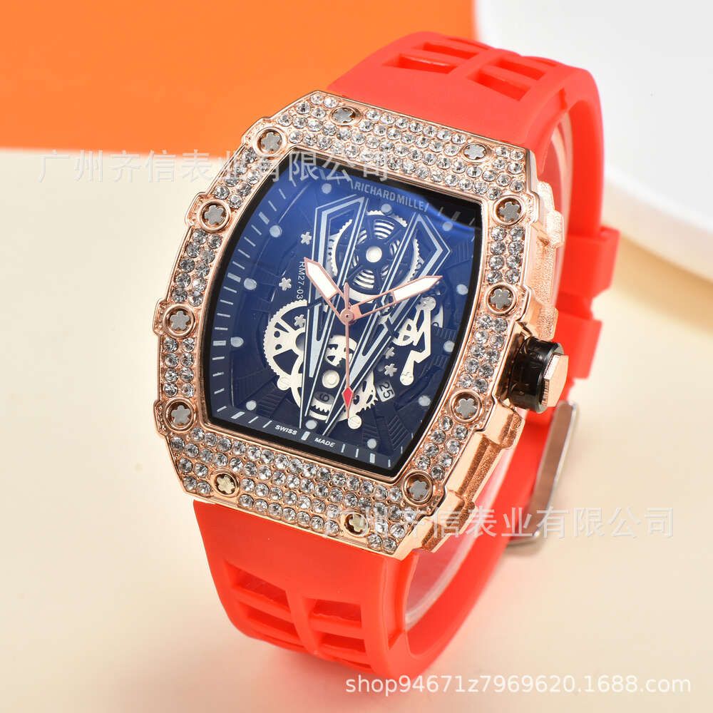 Bracelet de montre rouge orange doré