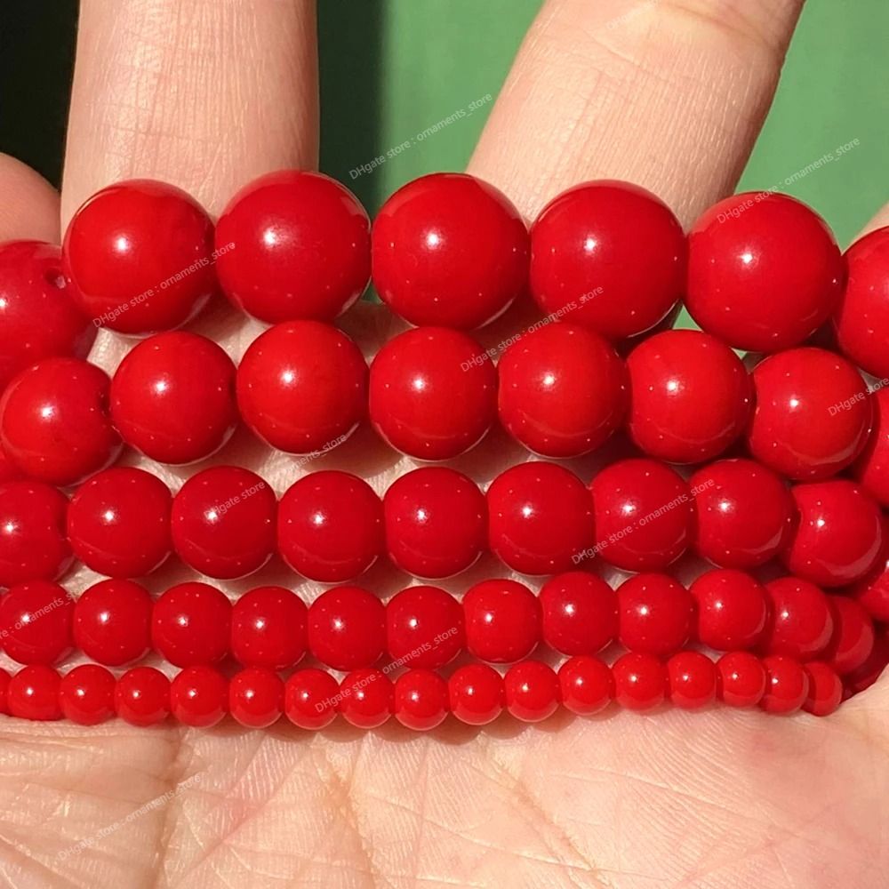 Perles de Corail Rouge 4mm 88-90pcs Perles