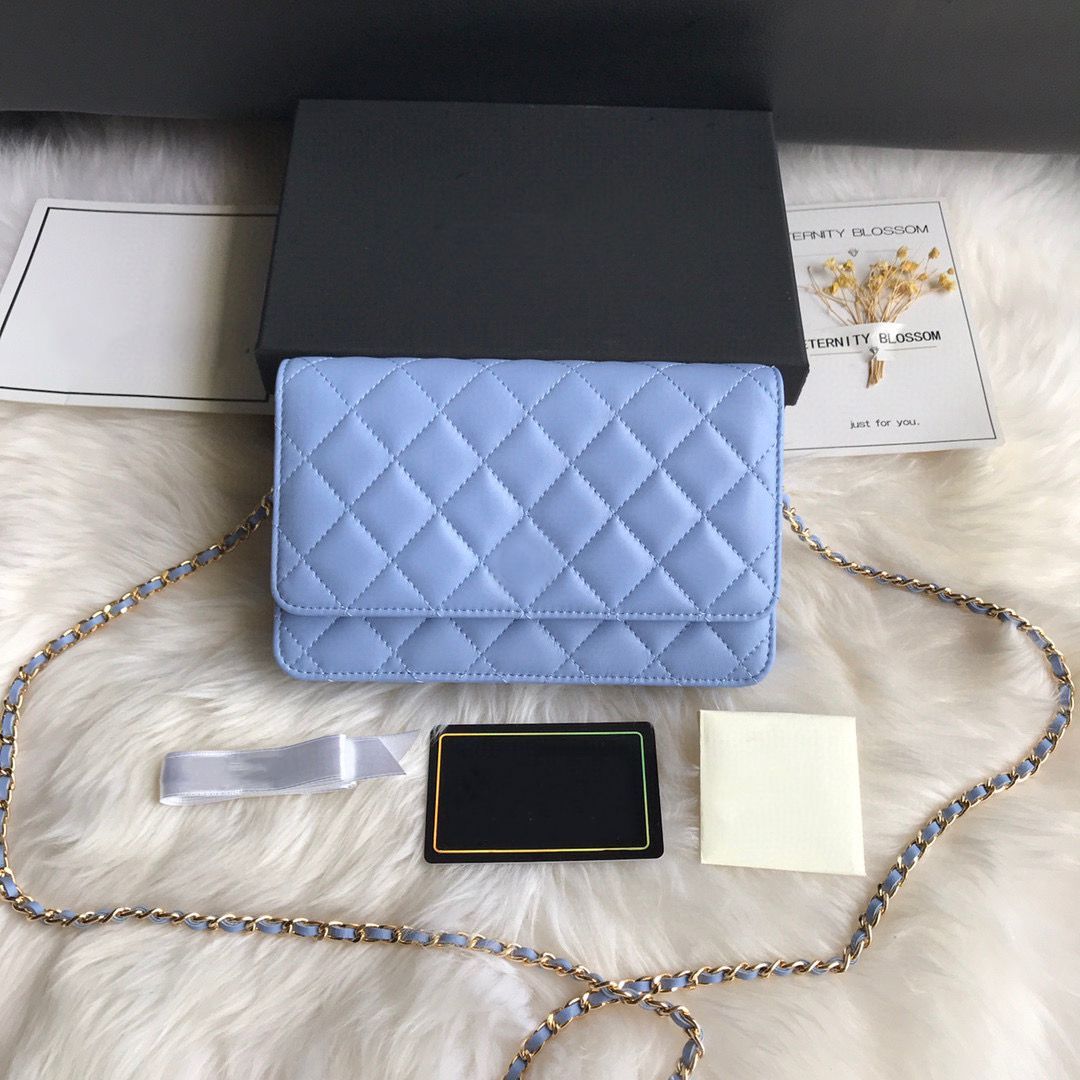 Baby Blue Lambskin Gold Hardware