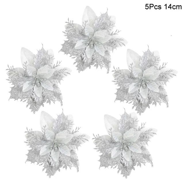 5pcs Silver Flower15