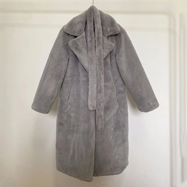 gray fur coat