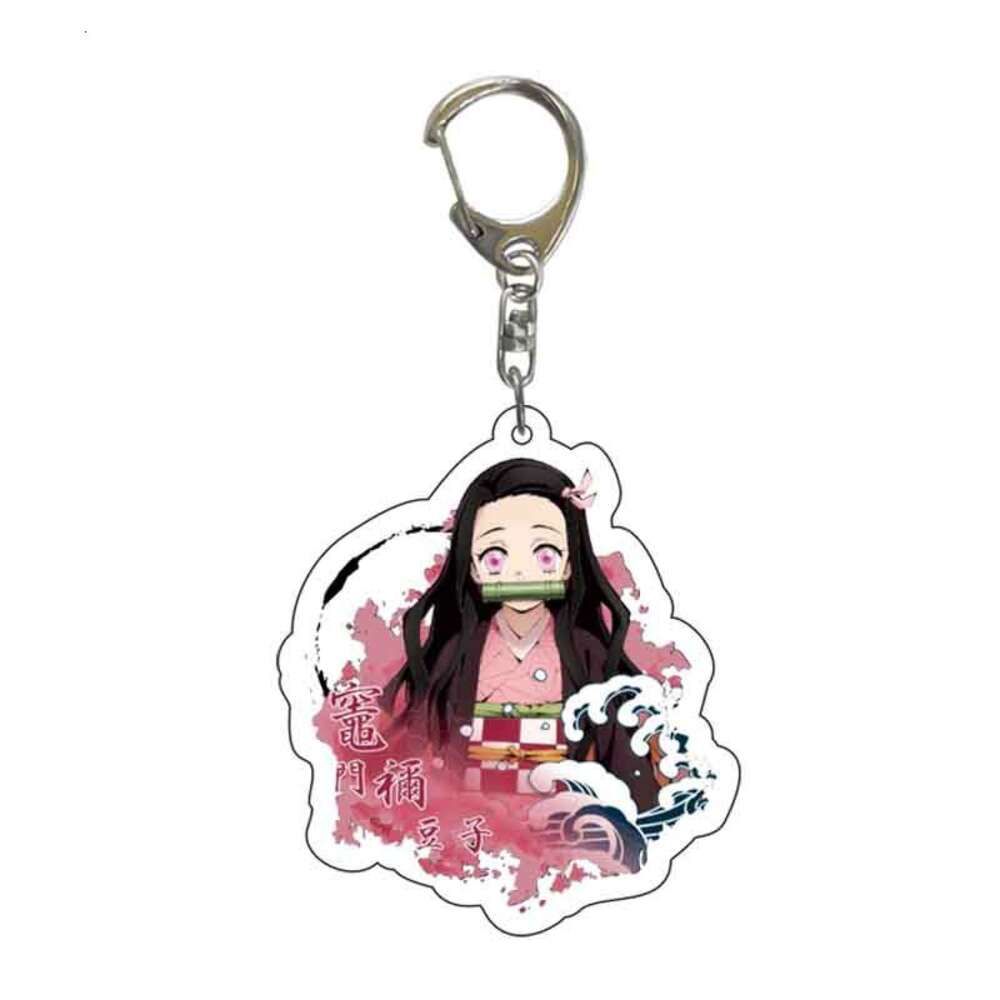 Anime Keychain Demon Slayer: Kimetsu No Yaiba Tanjirou Nezuko Acrylic Keychain  Keyring Cosplay Hashibira Inosuke