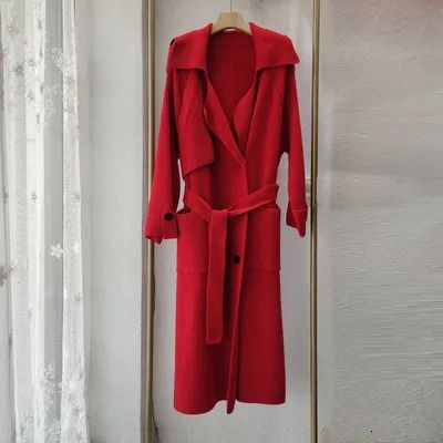 red with belt coat