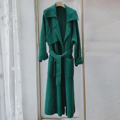 green with belt coat