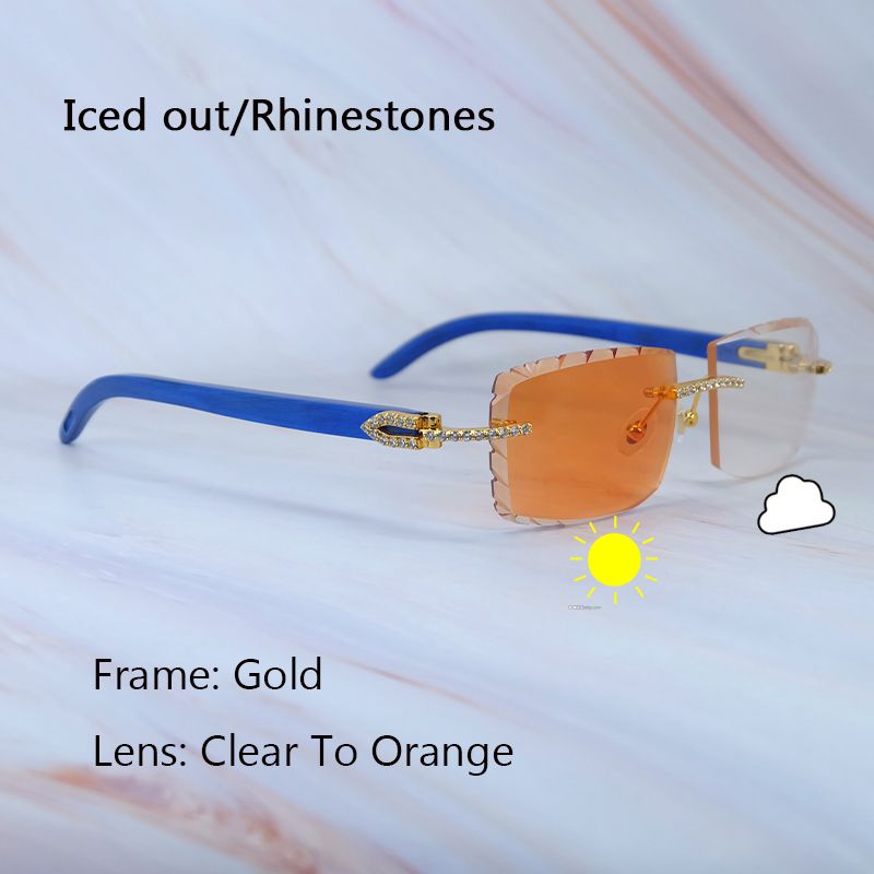 Iced out Blue Wood Gold Orange