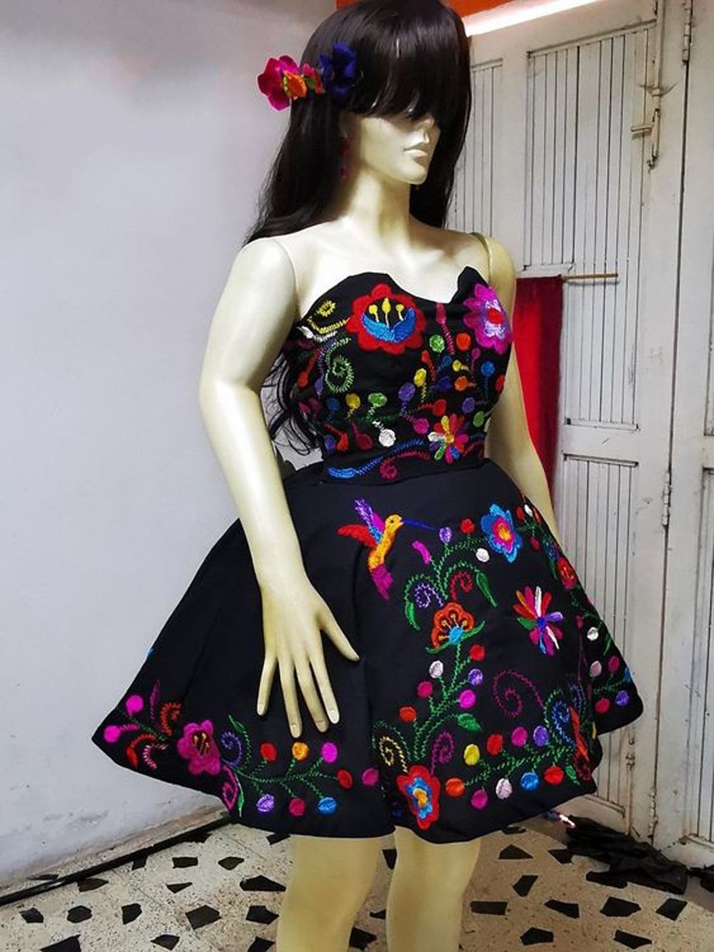 2023 Vestidos de bienvenida de fiesta bordados mexicanos modestos Mini  Satin A-Line A-Line Dress