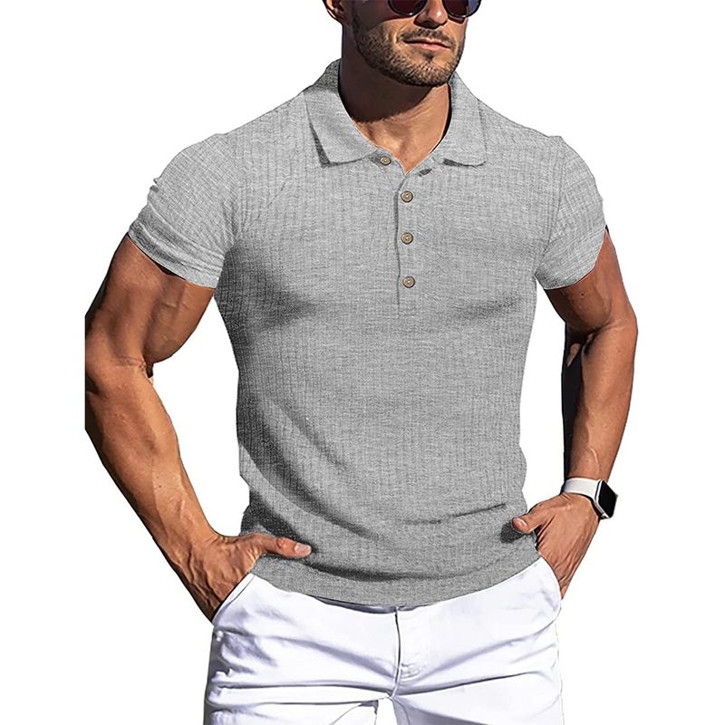 Polos para hombres de verano Hombres Solid Fitness de corta Camisas de polo
