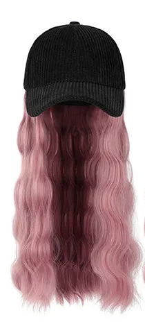 Wig rose du chapeau noir