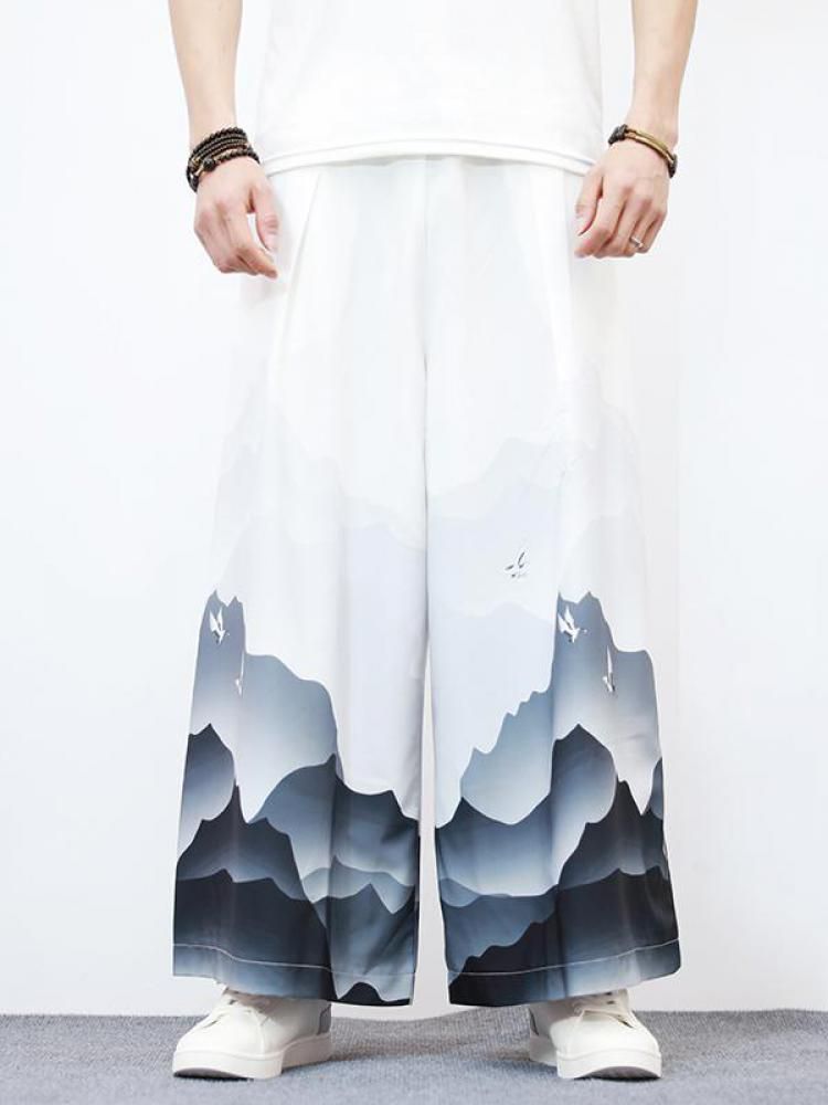 White Wide Pants Men M