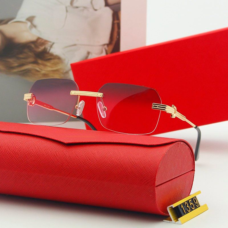 Luxury Designer Rimless Sunglasses Mens For Men And Women Carti