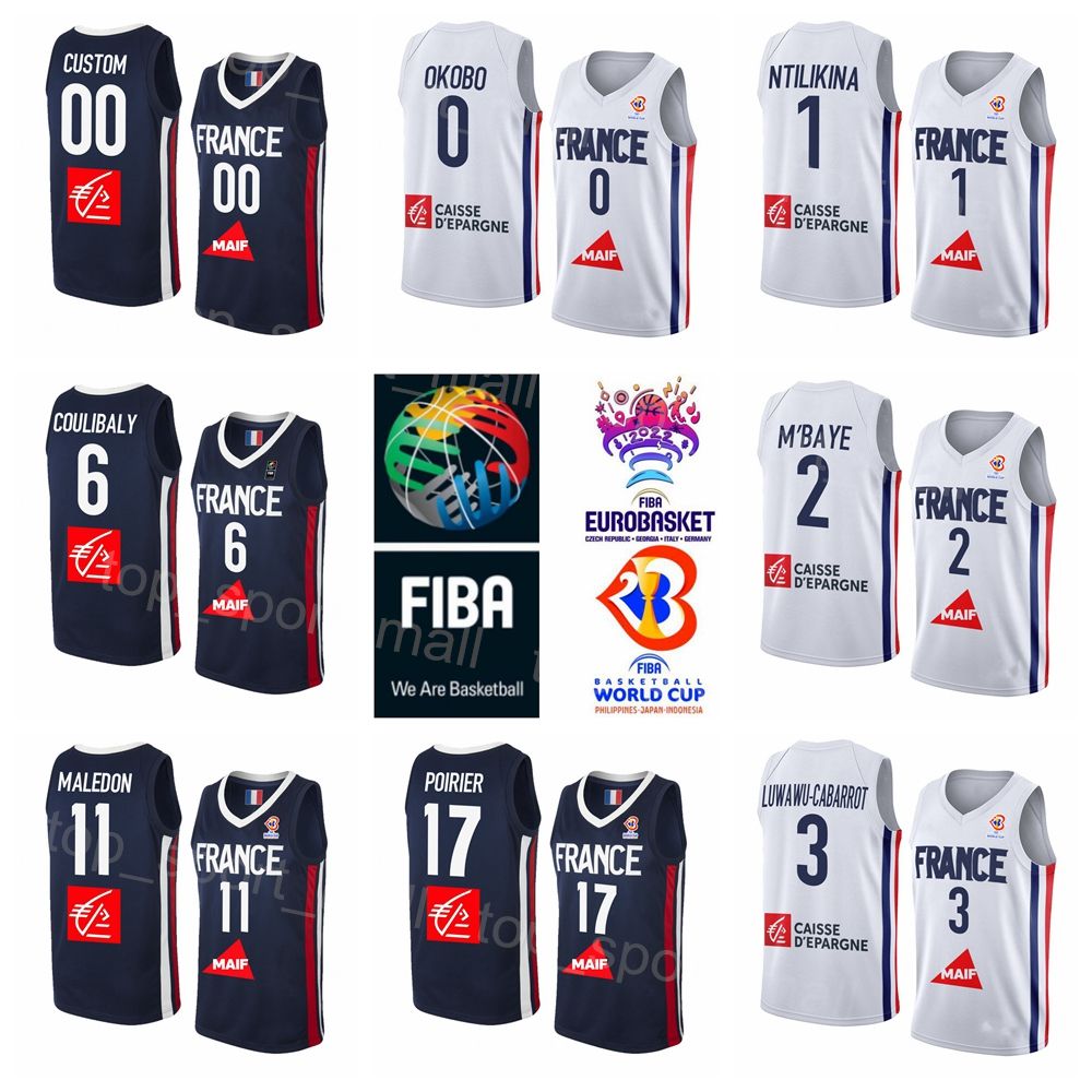 Printed 2022 EuroBasket France Basketball Jersey National Team 7