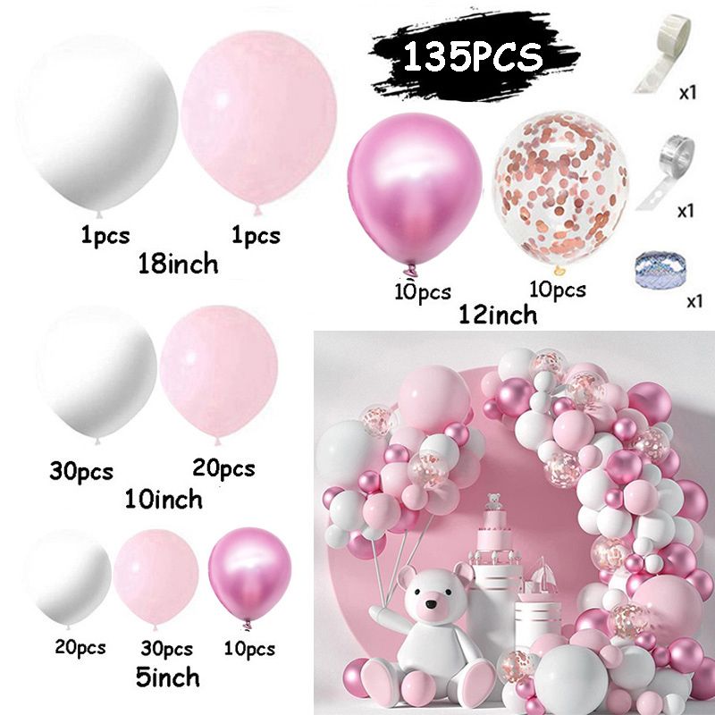 135pcs branco rosa