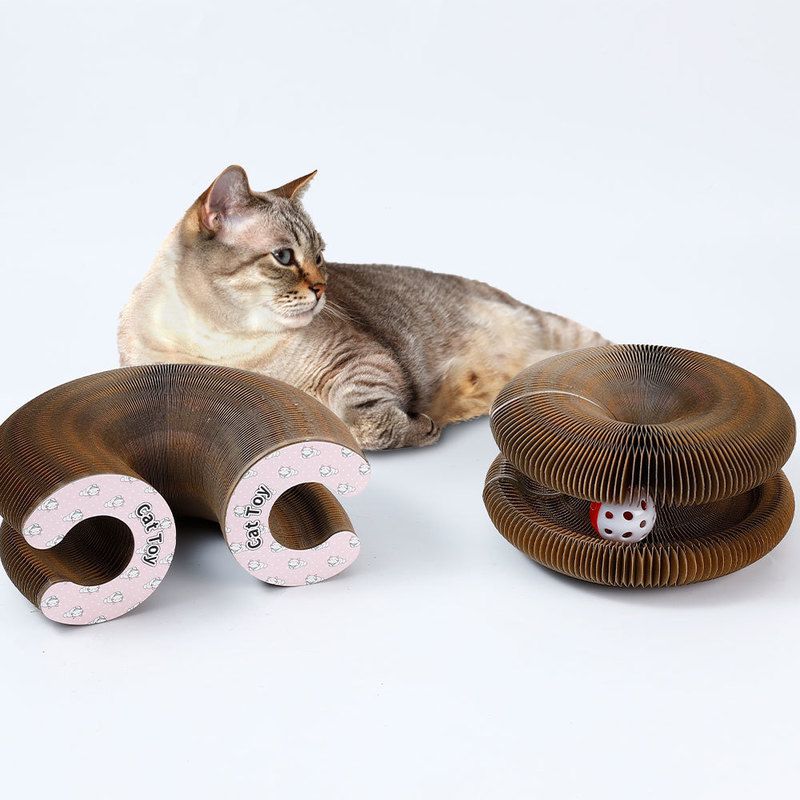 Gato ondulado redondo arranhando brinquedo com bola de moagem garra gato  mágico scratch órgão board gatinho quadro escalada