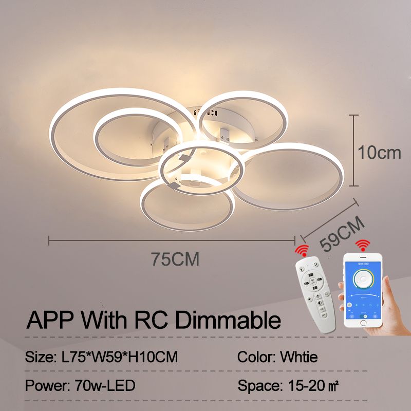 6 Rings White China APP With RC Dimmable