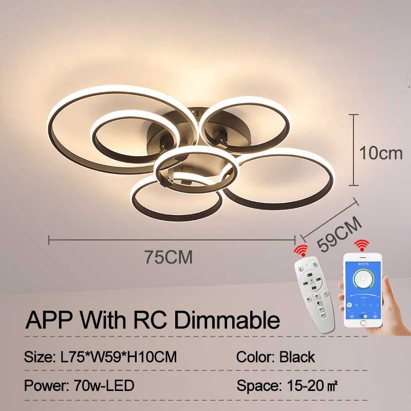 6 Rings Black China APP With RC Dimmable