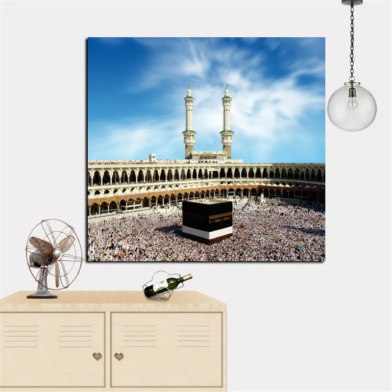 Print Al Haram En La Meca Santuarios Sagrados Islámicos Mosque Musulmán Pintura De Paisaje En