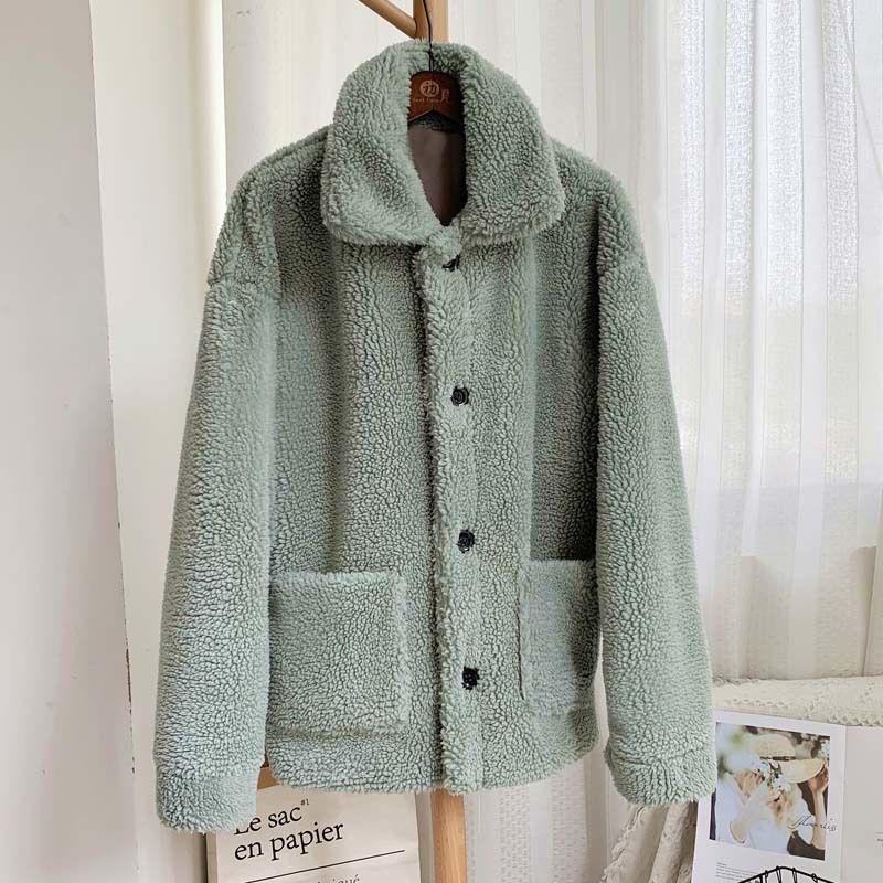 abrigo de piel verde