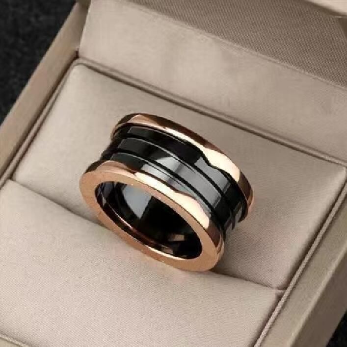 Wide Rose Gold Black Ceramic