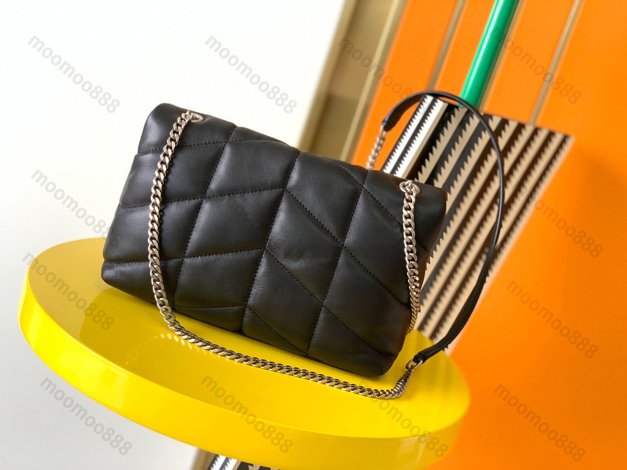 23P Flap Bag 16cm Grey Calfskin Siver Hardware
