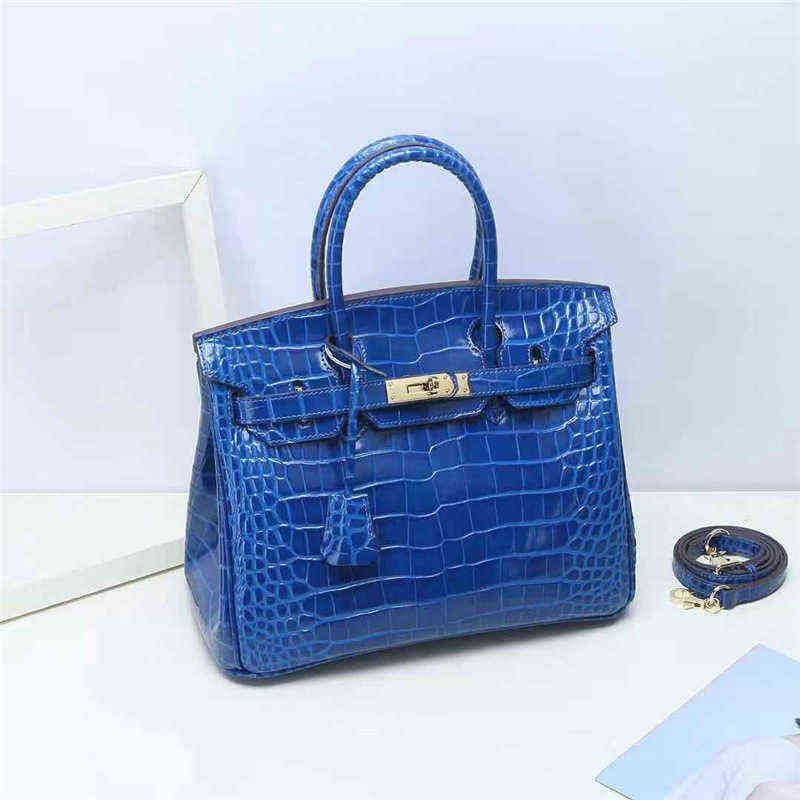 Crocodile Platinum Bag Treasure Blue