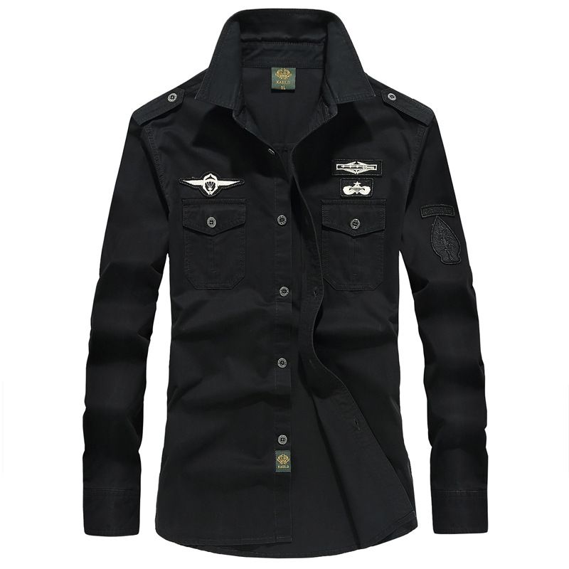 camisa militar negra