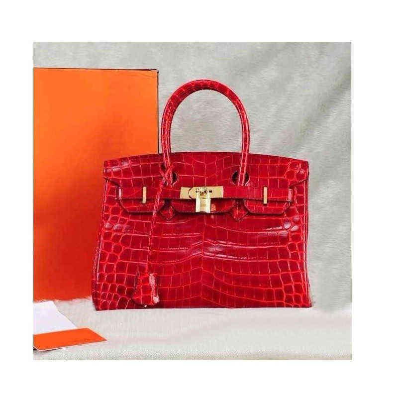 Crocodile Platinum Sac rouge 25 cm