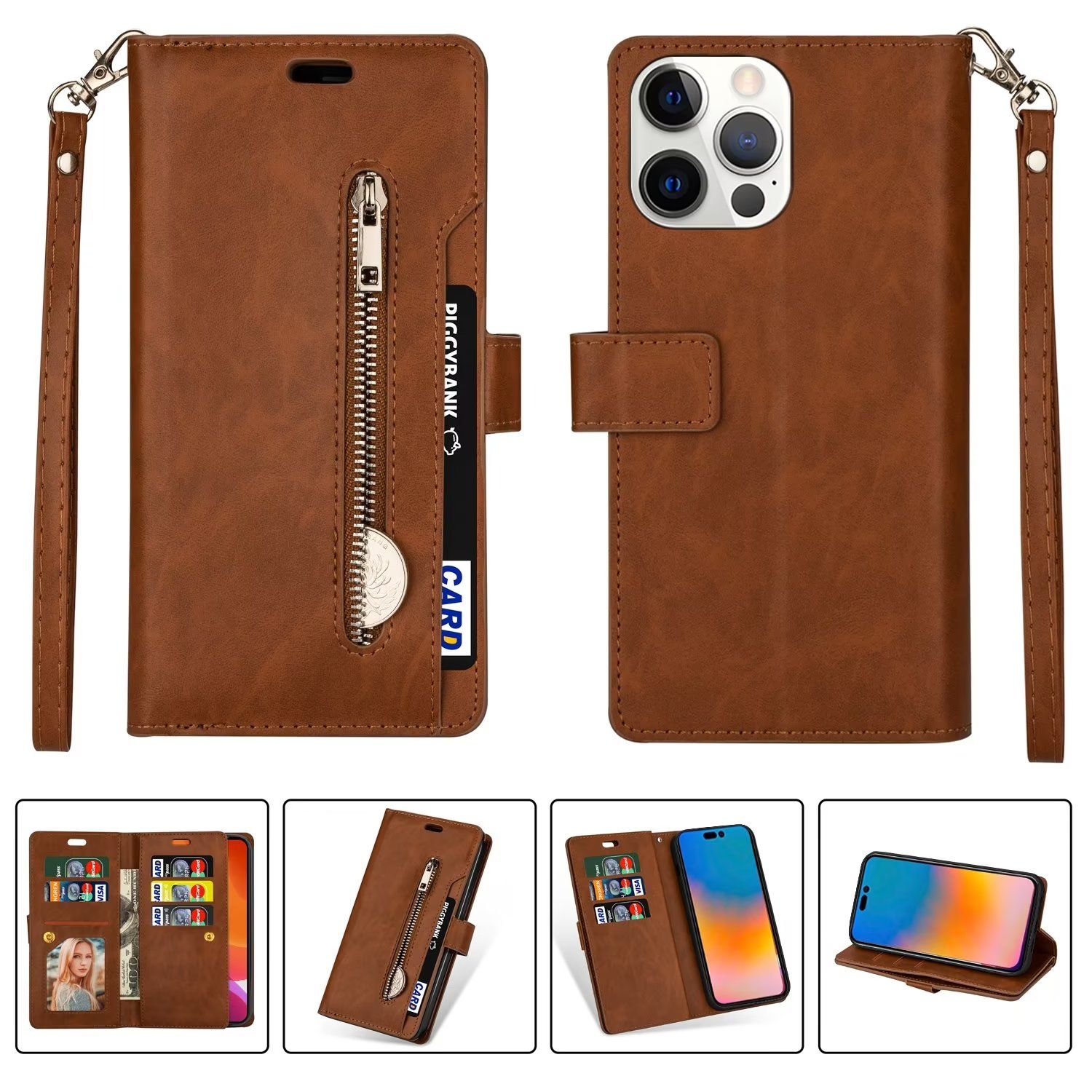 Leather Pattern Flip Holder Wallet Case Cover For iPhone 14/14 Plus/14 Pro  Max