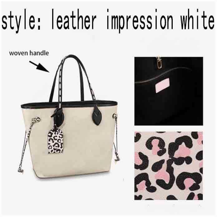 Bolsa exterior de leopardo en relieve blanca