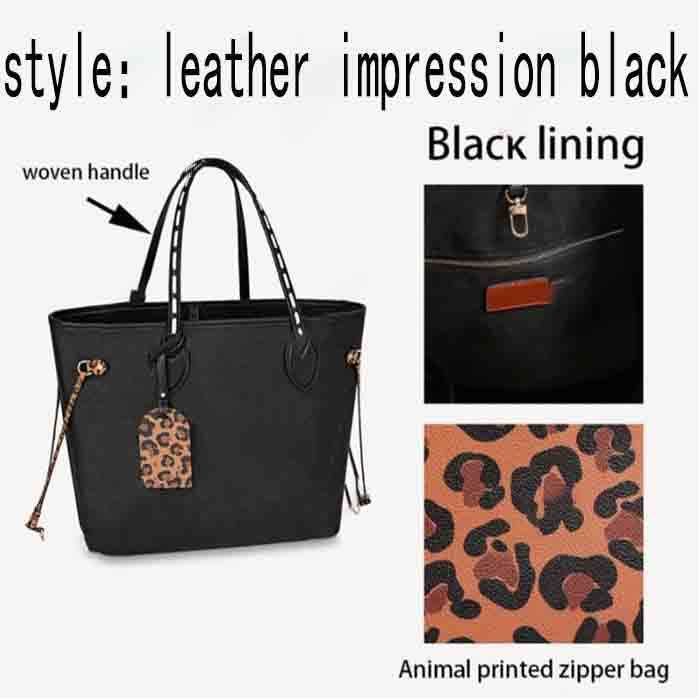 Bolsa exterior de leopardo en relieve negra