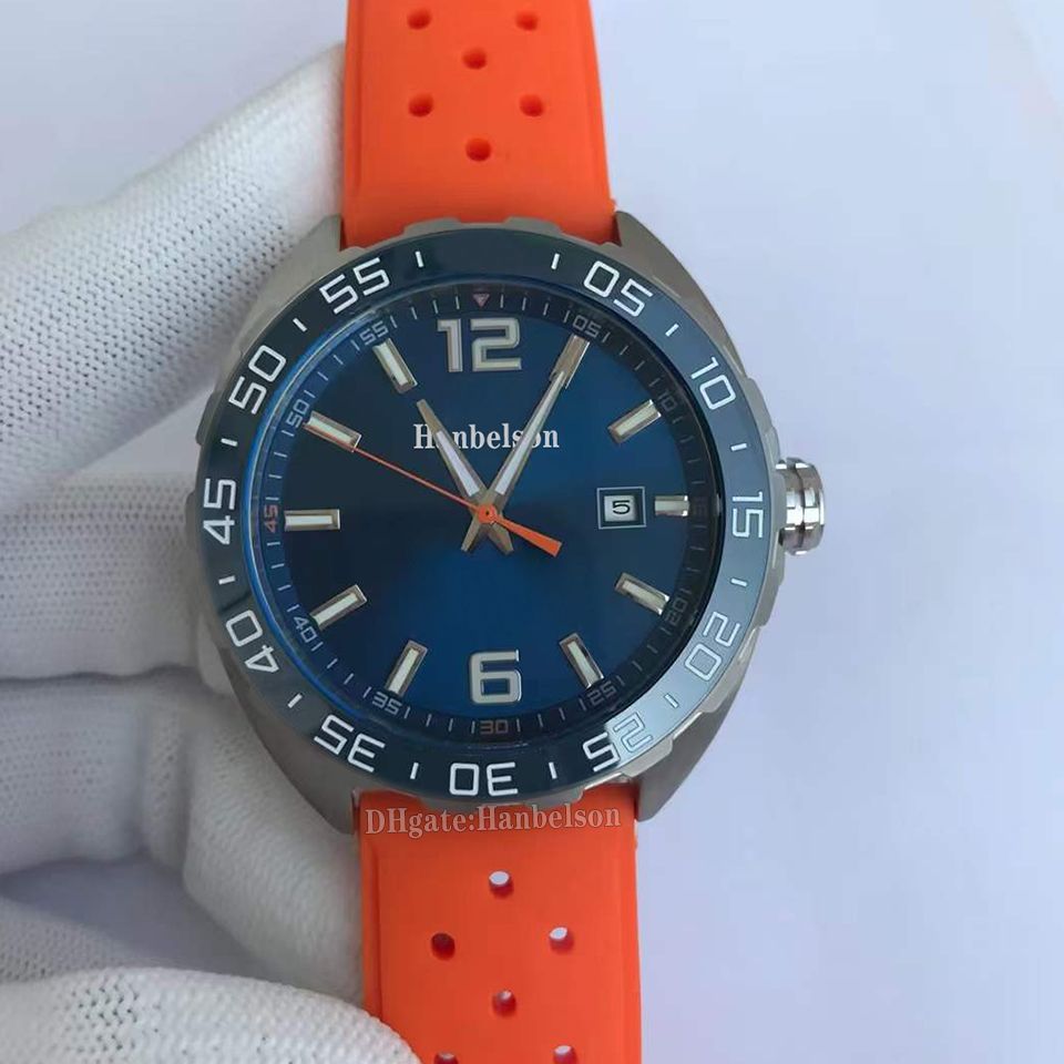 blue dial Orange rubber strap