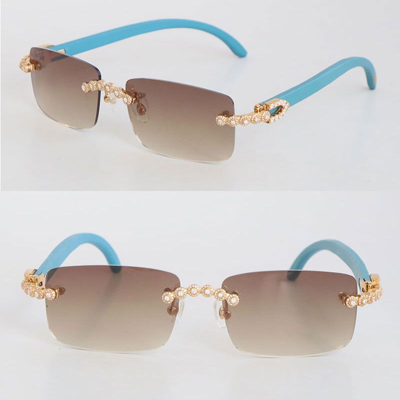 Moissanite Rimless Square Sunglasses 14K Gold Rose Gold / Navy & Clear