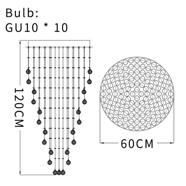 Dia60 H120cm 10bulbs Warm White