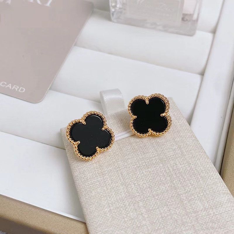 Gold Black Earrings