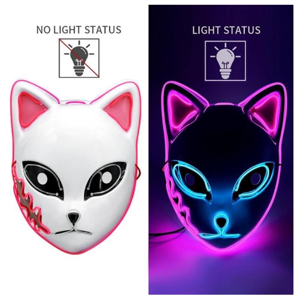 LED Glowing Cat Face Mask Party Decoration Cool Cosplay Neon Demon ...