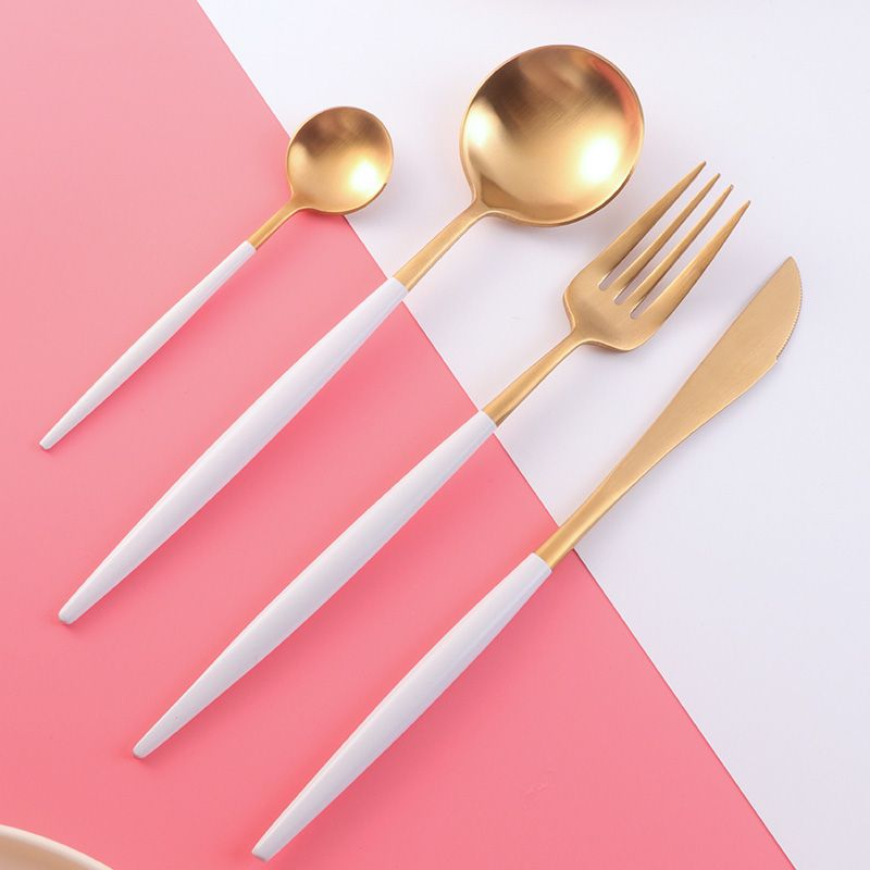 4 sets(16-piece) Gold with White