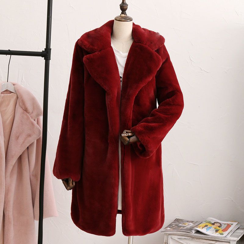 wine rabbit fur coat