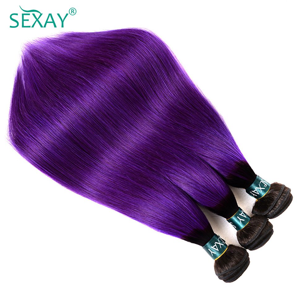 Hair Bulks Sexay Purple Ombre Bundles 1 3 4 Pcs 10A Brazilian Bone Straight  Human Weave